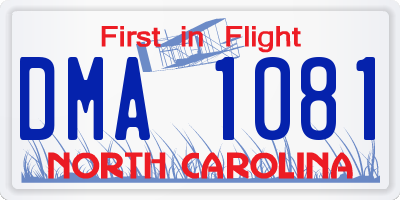 NC license plate DMA1081