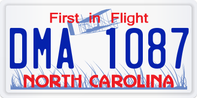 NC license plate DMA1087