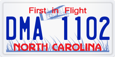 NC license plate DMA1102