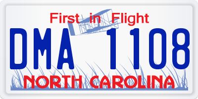 NC license plate DMA1108