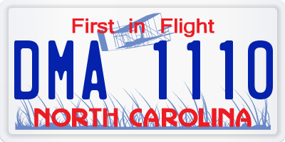NC license plate DMA1110