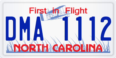 NC license plate DMA1112
