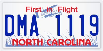 NC license plate DMA1119