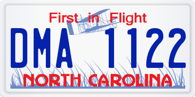NC license plate DMA1122