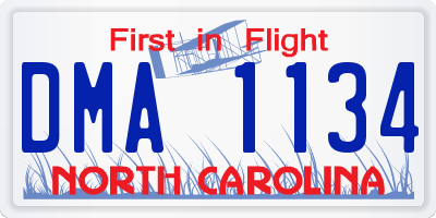 NC license plate DMA1134