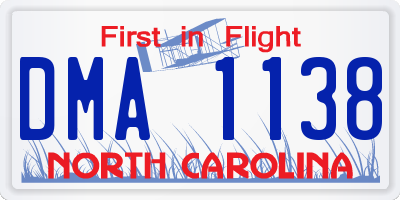 NC license plate DMA1138
