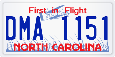 NC license plate DMA1151