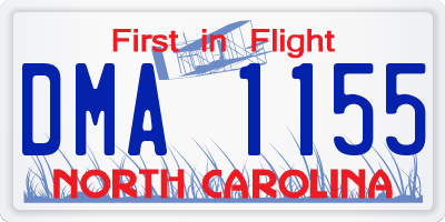 NC license plate DMA1155