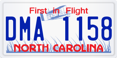 NC license plate DMA1158