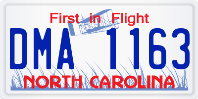 NC license plate DMA1163