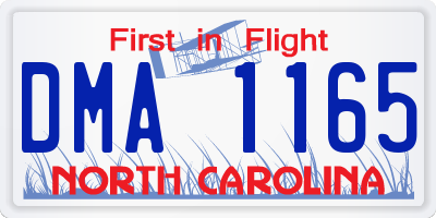 NC license plate DMA1165