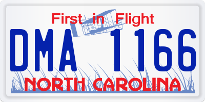 NC license plate DMA1166