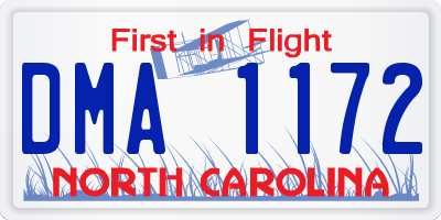 NC license plate DMA1172