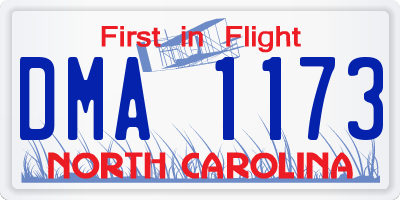 NC license plate DMA1173