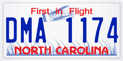 NC license plate DMA1174