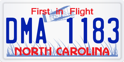 NC license plate DMA1183