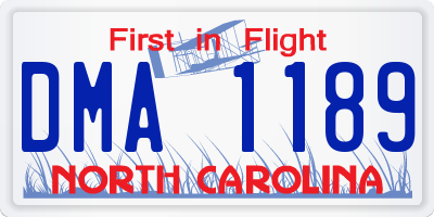 NC license plate DMA1189