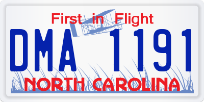 NC license plate DMA1191