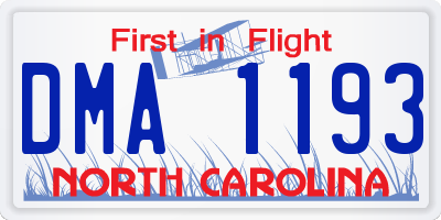 NC license plate DMA1193