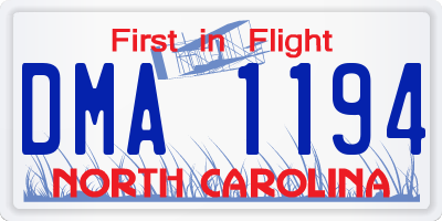 NC license plate DMA1194