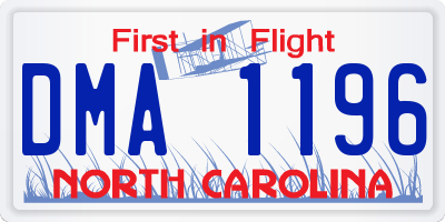NC license plate DMA1196