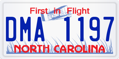 NC license plate DMA1197