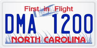 NC license plate DMA1200