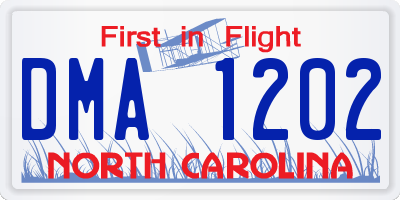 NC license plate DMA1202