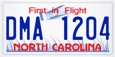 NC license plate DMA1204