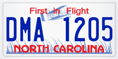 NC license plate DMA1205