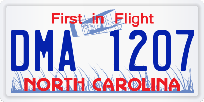 NC license plate DMA1207