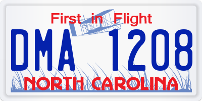 NC license plate DMA1208