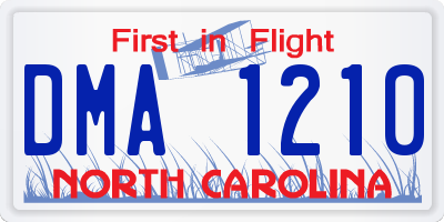 NC license plate DMA1210
