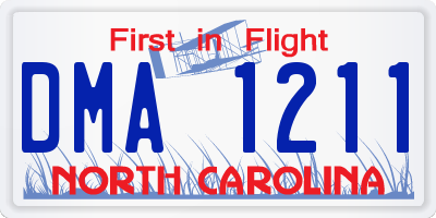 NC license plate DMA1211