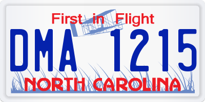 NC license plate DMA1215