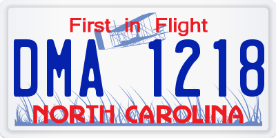 NC license plate DMA1218