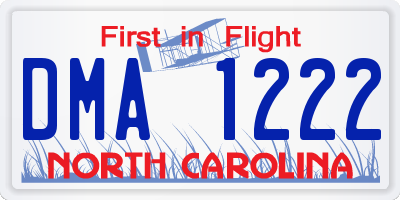 NC license plate DMA1222
