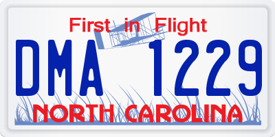 NC license plate DMA1229