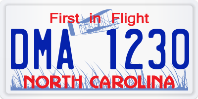 NC license plate DMA1230