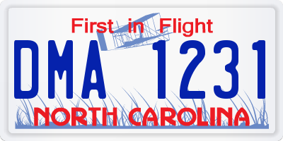 NC license plate DMA1231
