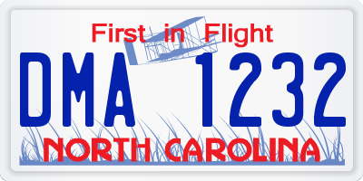 NC license plate DMA1232