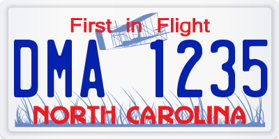 NC license plate DMA1235