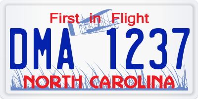 NC license plate DMA1237