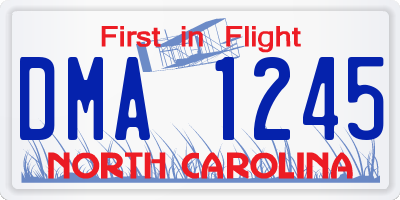 NC license plate DMA1245