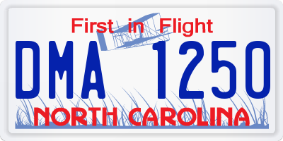 NC license plate DMA1250
