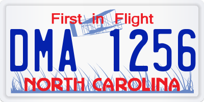 NC license plate DMA1256