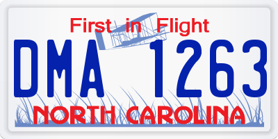 NC license plate DMA1263