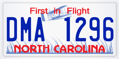 NC license plate DMA1296