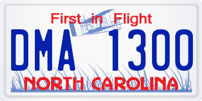 NC license plate DMA1300