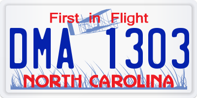 NC license plate DMA1303
